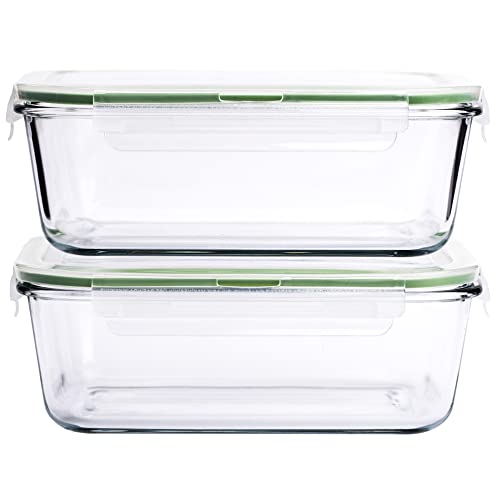 63 Oz 2 Pcs Large Glass Food Storage Containers 8 Cups Family Size Set