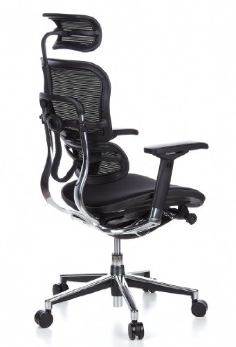 Sedia-Girevole-Ergohuman-Sedile-Tessuto-Schienale-Netto-Nero