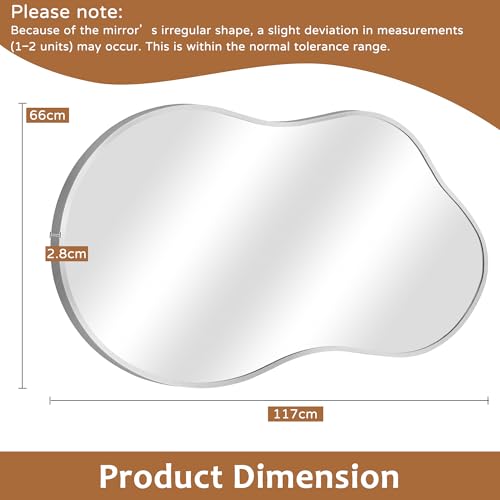 Fahomiss Irregular Wall Mirror - Decorative Asymmetrical Mirror with Aviation Aluminum Alloy Frame for Bathroom, Bedroom, Living Room, Cloakroom, Entryway