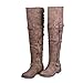 Twisted Women's Layla Wide Width/Wide Calf Over the Knee Faux Leather Riding Boot with Buckle Straps - TAUPE, Size 10