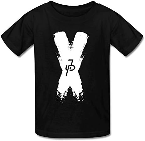 Xword Little Unisex Boys Girls JAKE PAUL X BlackWhite Cotton T-shirt (Medium, Black)