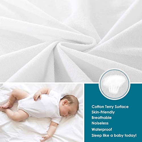 J JIMOO Queen Size Premium Waterproof Mattress Protector,Bed Cover Pad - Smooth - Breathable - Soften - Vinyl Free(White, Queen 60''x80''