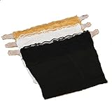 Women's Set of 3 Clip-on Camisole Black/Beige/White Lace Overlay Modesty Panel
