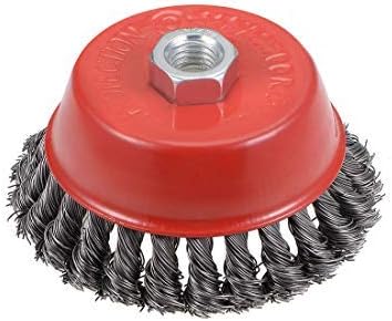 Amazon 4インチのワイヤーカップブラシ ねじれた結び目カーリースチール M14ねじ穴 Diy 工具 ガーデン