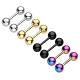 Zysta 8pcs Mix Color 16G Stainless Steel Straight Barbell 1/4