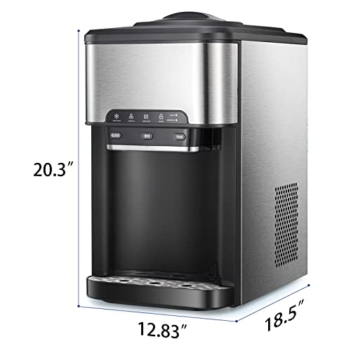 Ice Maker Countertop, 3 in 1 Ice Machine with Water Cooler Dispenser