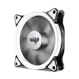 AigoDIY, Halo LED Ring Fan 120mm 12cm Sleeve Bearing 120mm White LED Silent Fan for Computer Cases, CPU Coolers, and Radiators (White)