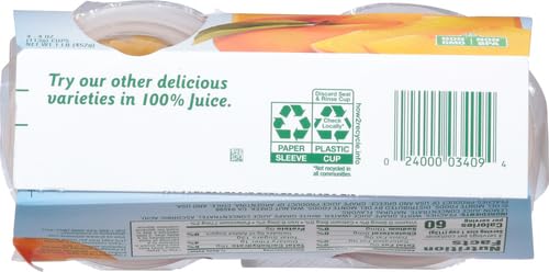 DEL MONTE DICED PEACHES IN 100% JUICE, 4OZ (4 CUPS) FRUIT CUP SNACKS