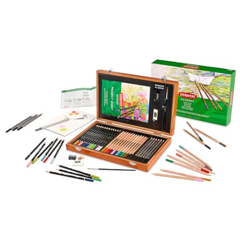 Derwent Academy Wooden Gift Box Complete Starter 35 Piece Art Set