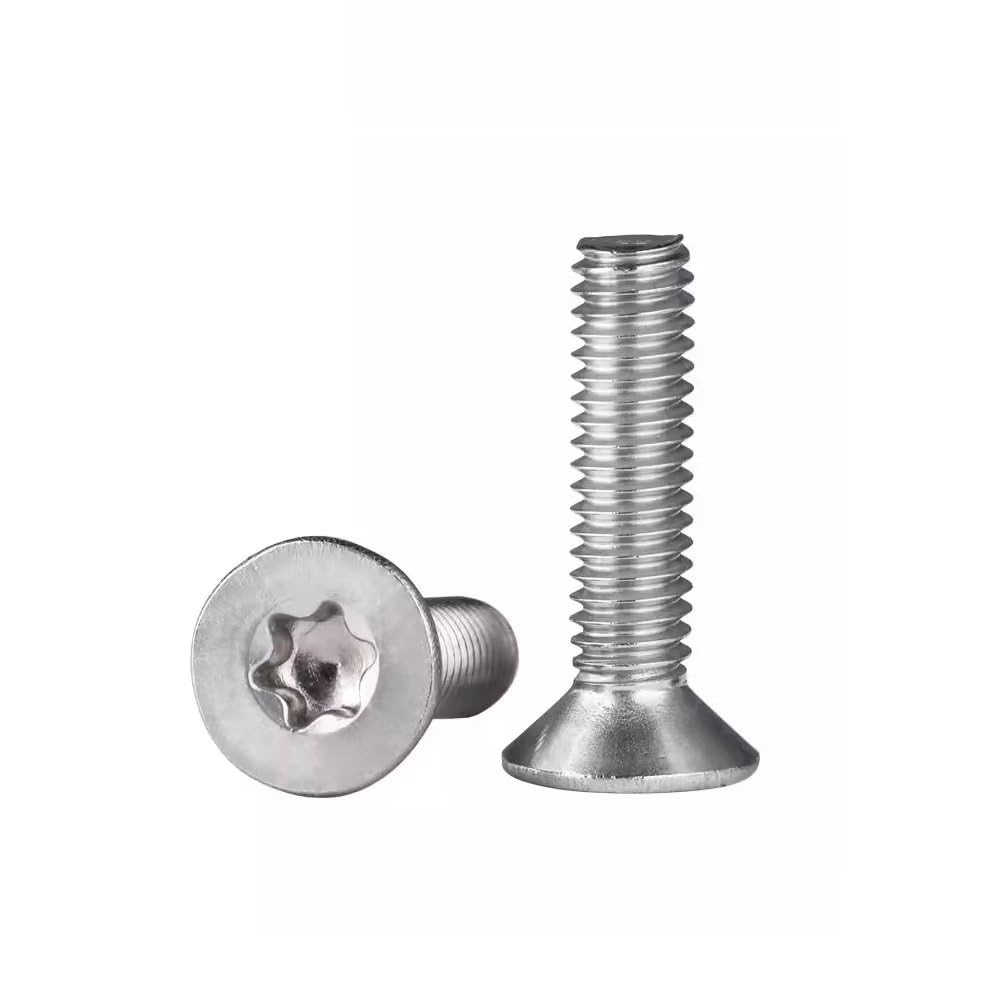 SYDARSYN Torx Flat Head Machine Screw 304 Stainless Steel Hex Socket Security Screws Bolts M4x10mm (50 pcs)
