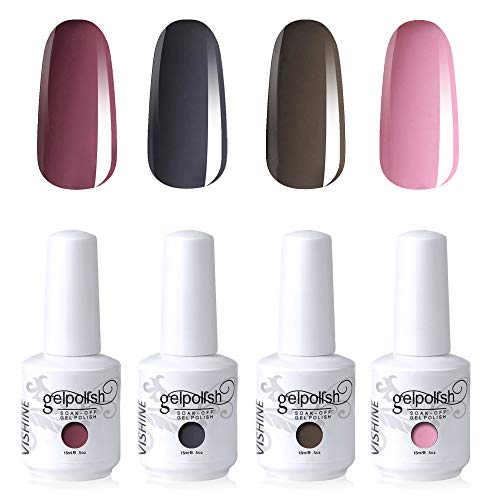 Vishine Nail Art UV LED Lamp Gel Polish Long-lasting Manicure Kit 4 Colors Set C195