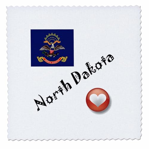 3dRose qs_7202_1 I Love North Dakota-Quilt Square, 10 by 10-Inch