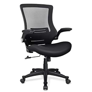 Funria Swivel Mesh Office Chair Ergonomic Black Mid Back Computer Desk Chair with Flip Up Arms Lumbar Support Height…