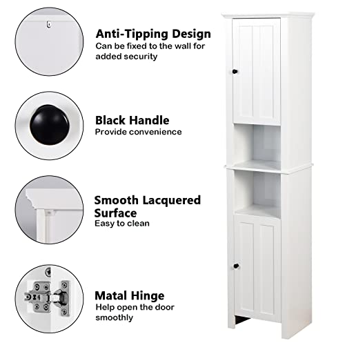 Unovivy Tall, Floor Standing Storage 2 Doors Wooden with 6