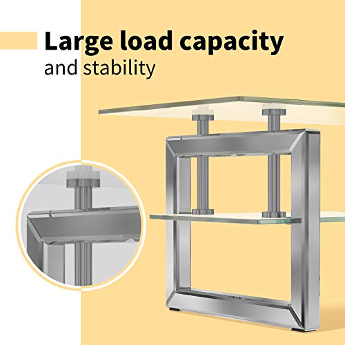 Mecor Mirrored Coffee Table with 2 Tier Glass Boards & Sturdy MDF Legs
