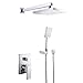 KES X6223 Bathroom Single Handle Shower Faucet Trim Valve Body Hand Shower Complete Kit Modern Square, Polished Chrome
