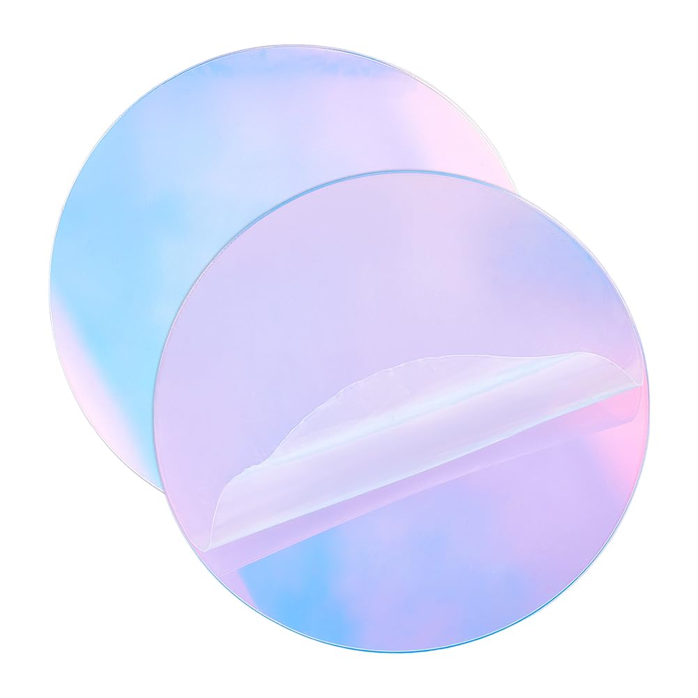 UNICRAFTALE 2pcs Clear Circle Acrylic Plates 20cm Iridescent Round Acrylics Blanks Acrylic Discs Sheet Colorful Transparent Acrylics Panel for Picture Frame Painting Art Project DIY Crafts Supplies