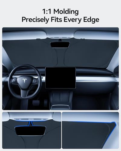 LANTU Windscreen Screen for Tesla Model 3/Y Folding Sun Shade with Storage Bag Blocks UV Rays Umbrella Model 3/Y 2018-2026 Highland Juniper Accessories