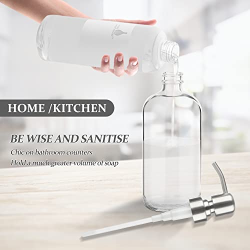 GLUBEE 17 Oz Clear Glass Soap Dispenser with Rust Proof 304 Stainless
