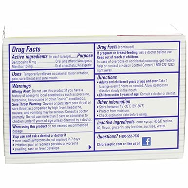 CHLORASEPTIC SORE THROAT LOZENGES, CHERRY, 18 CT