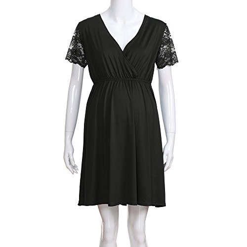 Londony ♥‿♥ Clearance Clothing 815,Pregnant Womens Nursing Nightgown Pregnancy Dress Lace Splice Maternity Dress