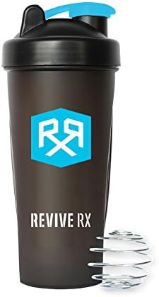 Revive Rx Shaker Bottle Protein Blender, Sport Mixer Cup with Ball, 28oz Clear