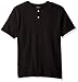 French Toast Men's Short Sleeve Basic Henley, Black, Large
