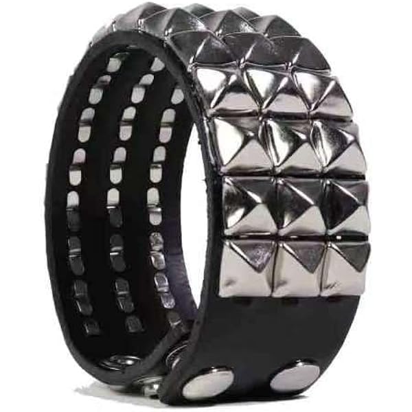 Amazon.com: Punk Studded Bracelet Black Leather Rivets