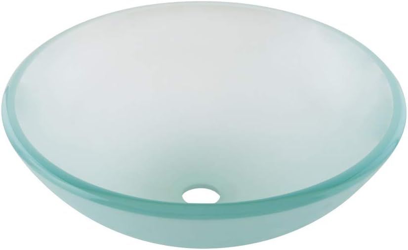 Frosted Green Glass Vessel Sink - No Overflow Valve