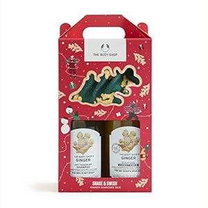 The Body Shop Shake & Swish Ginger Haircare Duo with ginger shampoo and conditioner for clearing loose flakes