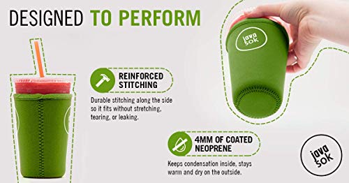 image for JAVA SOK Reusable Iced Coffee Sleeve - Cup Insulator Sleeve for Cold B