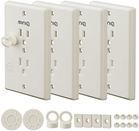 miniQ Baby Safety Electrical Outlet Cover - Universal Magnetic Automatic Sliding Wall Socket Plugs Plate for Baby Proofing - 4 Pack (White)