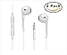 2 Pack Earphones,iPhone Earbuds, Apple Earbuds,Headphones, headsets,with Microphone&Remote Control for iPhone SE/5S/5C/5/6/6S Plus,iPad /iPod Nano 7/iPod Touch/Samsung/HTC/LG more (Earbud White)