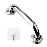12 Inch Stainless Steel Shower Grab Bar - ZUEXT Shower Handle, Bathroom Balance Bar - Safety Hand Rail Support - Handicap, Elderly, Injury, Senior Assist Bath Handle (w/ Self-adhesive Stick-on Hook)