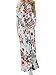 GAMISOTE Women's Spring Fashion Printed Long Dress Three Quarter Sleeve Empire Flower Floor-length Dress (Large, Army Green)