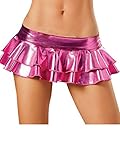 Womens Shiny Metallic Liquid Short Mini Skirt, Rose, One Size