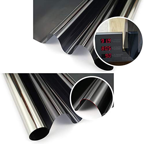 Blackout Reflective Window Film - 100% Light Blocking Static Cling, Heat Control Anti UV Window Tint for Privacy, Home Security, Heat Rejection and Day Sleeping (78.5 x 15.5 inch)