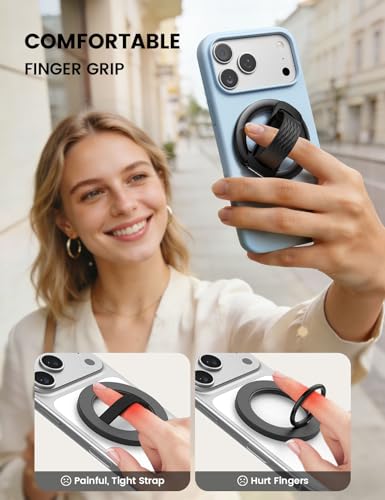 Lamicall Anillo Magnético para Celular - [Lazo de Silicona Suave] Soporte Vertical mag Safe Ring Holder, Soporte Magnético para Celular, mag Safe Ring Compatible con iPhone 17/16/15 Serie y y Android
