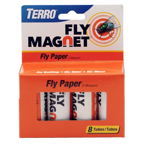 TERRO T518 Fly Magnet Indoor Housefly, 8 Count Pack, Sticky Fly Trap Indoor Han…