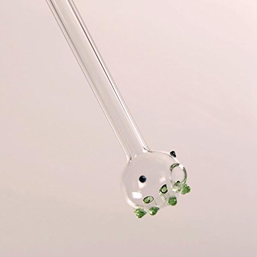 Fun Zoo Straw Long Glass Straw Drinking Clear Reusable Green Smoothie Straws Water Bottle for Pink Mouth Small Straw Sippy Cup Flask Replacement for women men (Green)