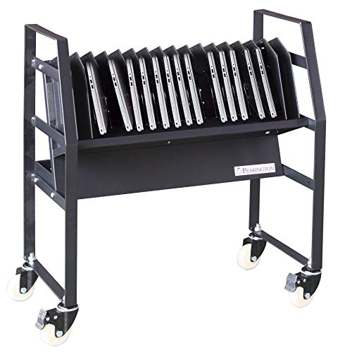 Pearington 16 Bay Classroom and Office Mobile Charging Cart with Wheels - for Chromebooks, iPad and Laptops