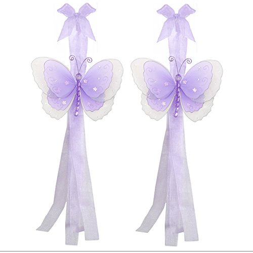 Flower Curtain Tiebacks Purple Pink Two Tone Nylon Flowers Pair