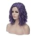 TopWigy Purple Gray Cosplay Wig Medium Length Curly Wave Colorful Synthetic Heat Resistant Hair Wigs Costume Party Anime Fun Bob Wigs for Women (Purple Gray 16
