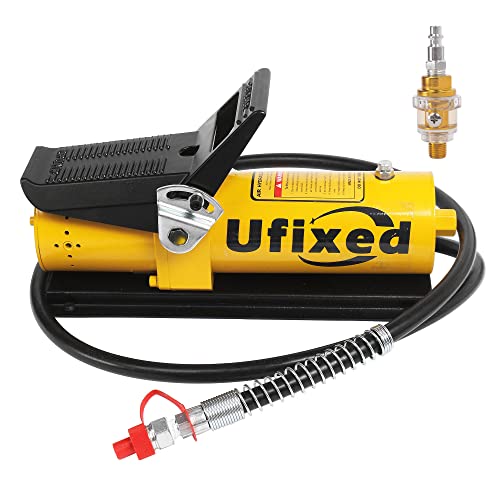 Ufixed Air Hydraulic Foot Pump 10,000 PSI 10 Ton Porta Power High Pressure Foot Control Pneumatic Hydraulic Pump with Air Line Lubricator (Yellow)