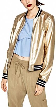 Punk Women Jacket Coat Gold PU Patchwork Basic Jackets Slim Casual Bombers Jacket Double Pockets Zipper Female Jacket