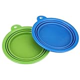 Itery Dog Travel Bowl Pet Folding Bowl Silicone Collapsible Food & Water Bowl (Blue + Green)