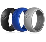 KAUAI - Silicone Wedding Rings Professional Athletes Mens Series. Leading Brand, from The Latest Artist Design Innovations to Leading Edge Comfort (Black/Gray/Deepblue, 11)