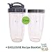 TWO Cups for NUTRIBULLET 32 oz. Tall with Flip Top & Lip Ring + EXCLUSIVE Recipe Booklet - Colossal NutriBullet Cup for Nutri-Bullet 600 and Nutri Bullet 900 W