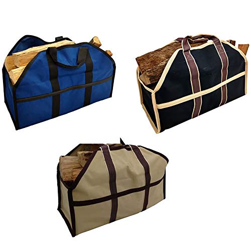 TOOGOO Large Log Carrier Tote Bag Outdoor Camping Firewood Carrying Wood Holders Storage Bag Blue