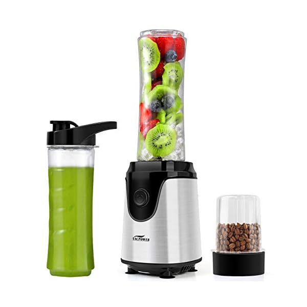 Blender, Vacpower Smoothie Blender with 2 x 600ml Travel Bottles, BPA Free, Smoothie Maker for Fruits, Shakes, Vegetable and Baby Food, 25,000rpm